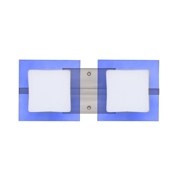 Besa Lighting Alex Vanity, Opal/Blue, Satin Nickel Finish, 2x5W LED 2WS-773592-LED-SN - main